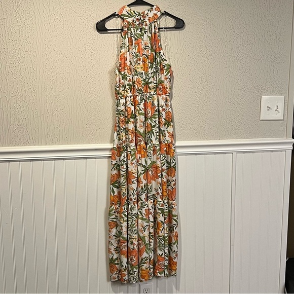 Petal & Pup Orange Floral Halter Cut Out Maxi Dress size 8 - Picture 10 of 12